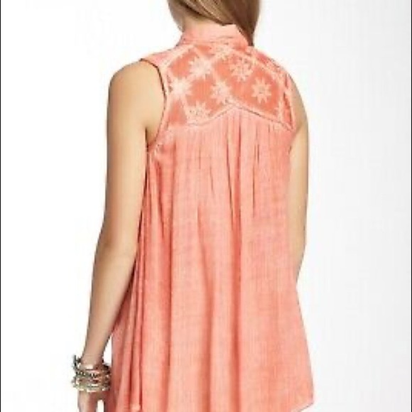 Free People Coral Henley Tunic Tank Top Size Small - Picture 6 of 13